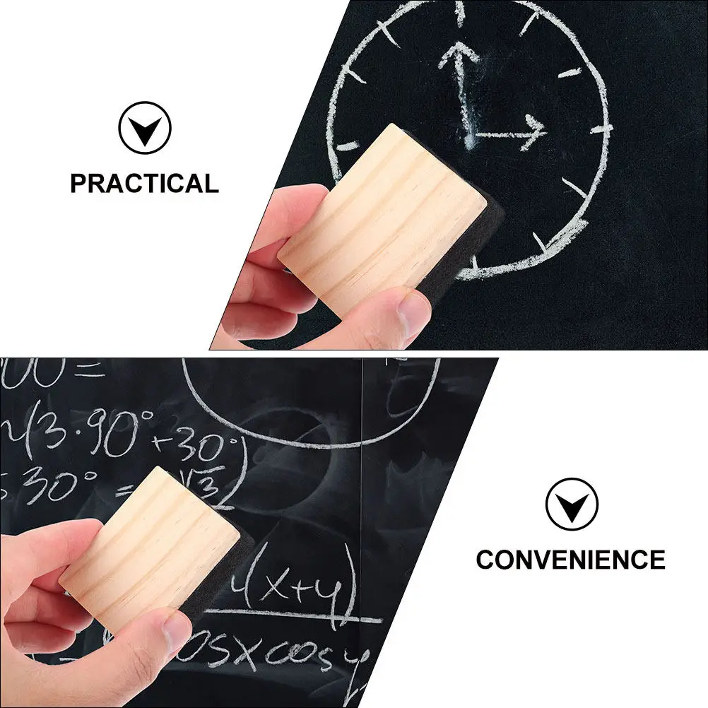6Pcs Eco Friendly Wooden Felt Chalkboard Eraser Blackboard Chalk Eraser for Teachers Classroom School Office Supplies Dust Free