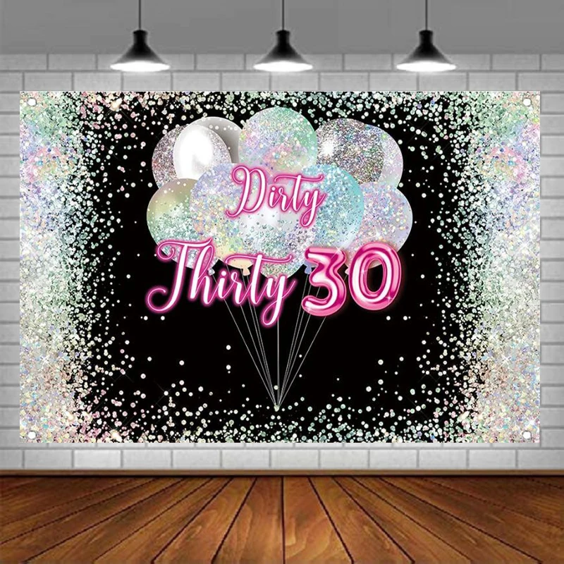 Rainbow Sequins Dirty 30 Photography Backdrop Happy Birthday Thirty 30th Birthday Party Background Decorations Adults Women