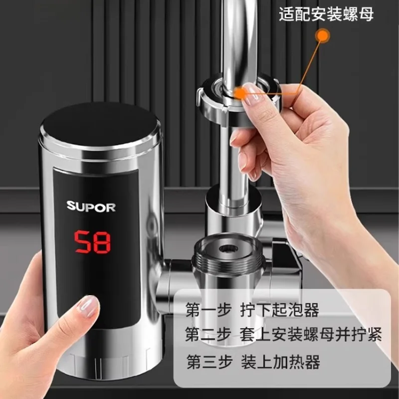 Instant Hot Water Faucet Small Kitchen Heater, 3000W Fast Heating, Electric Tap for Home Instant Water Heater