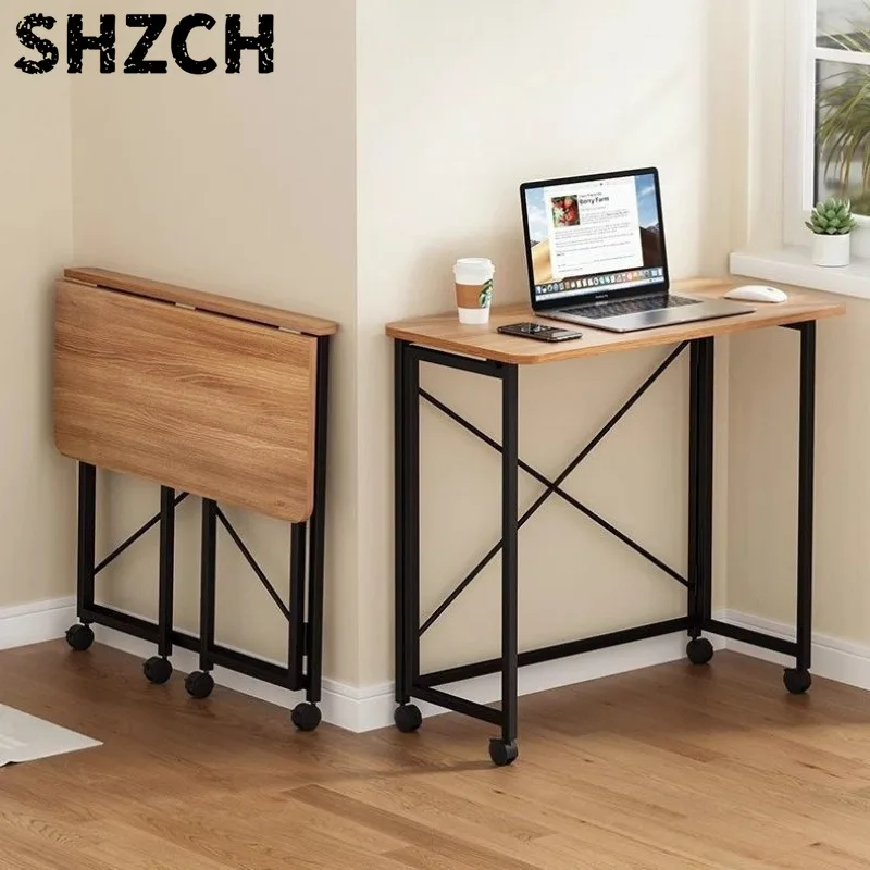 Simple Computer Desk Foldable Mobile Bedroom Makeup Bedside Small Desk Writing Desk