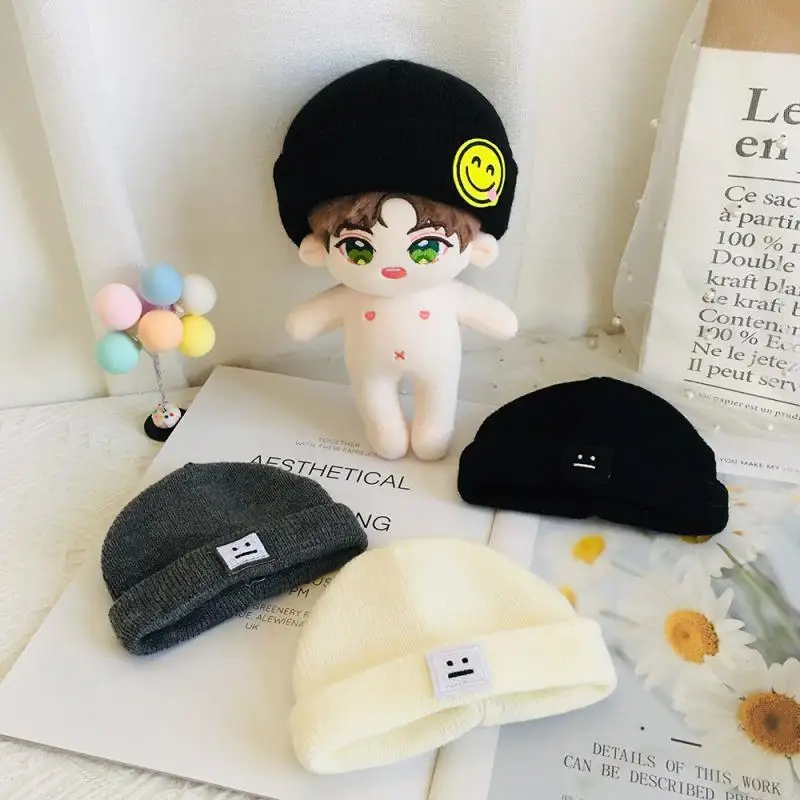 Spot 20cm doll with smiling face, wool hat, cotton doll with knitted replacement hat, 20cm accessory collection