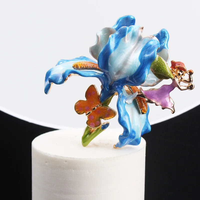 Vintage Dripping Elegant Fashion Enamel Drip Glazed Iris Pixie Brooch