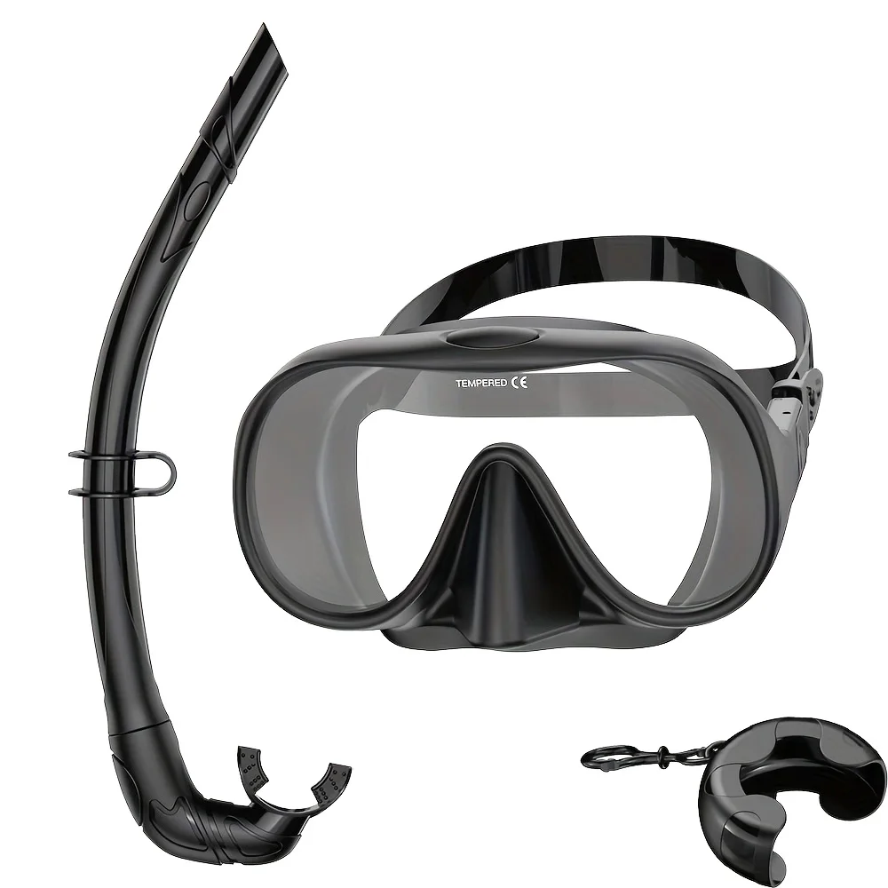 Snorkel Set Adults,Frameless Snorkeling Mask, Ultra Wide View Snorkel Mask Set, Portable Diving Snorkeling Set