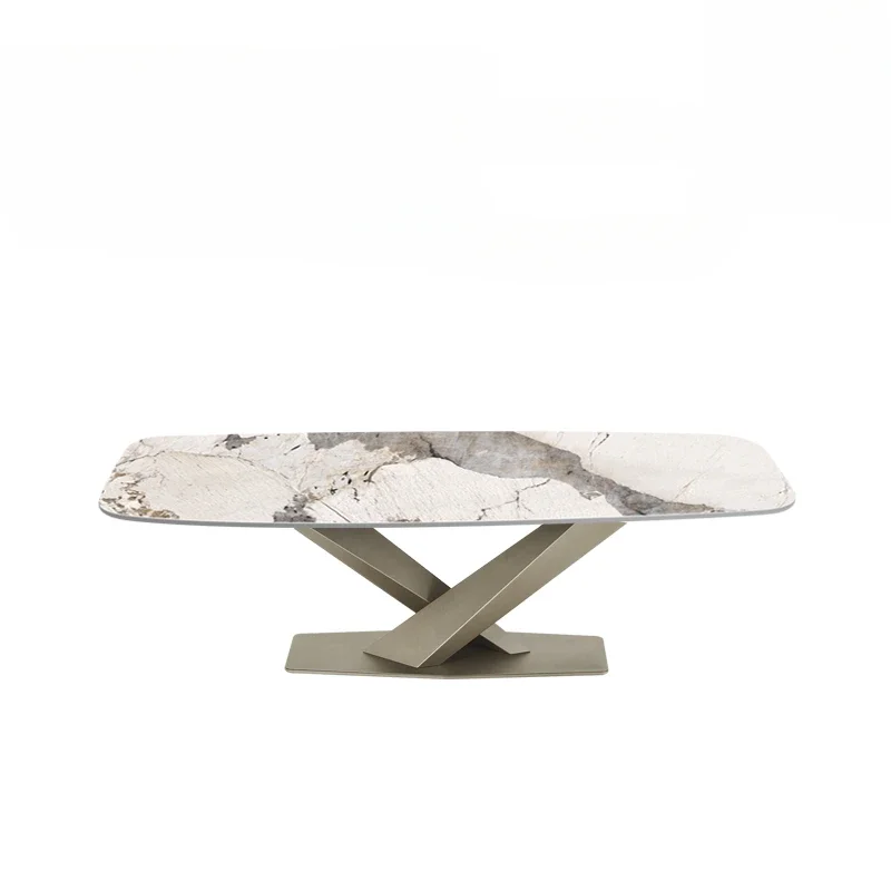 Rock dining table modern simple luxury household small apartment rectangular marble