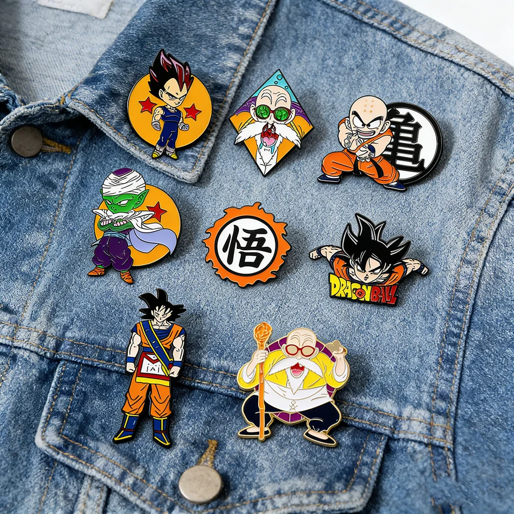 8pcs Dragon Ball Anime Goku Lapel Pins Set Men Women Fashion Brooches for Clothes Backpack Badges Gifts