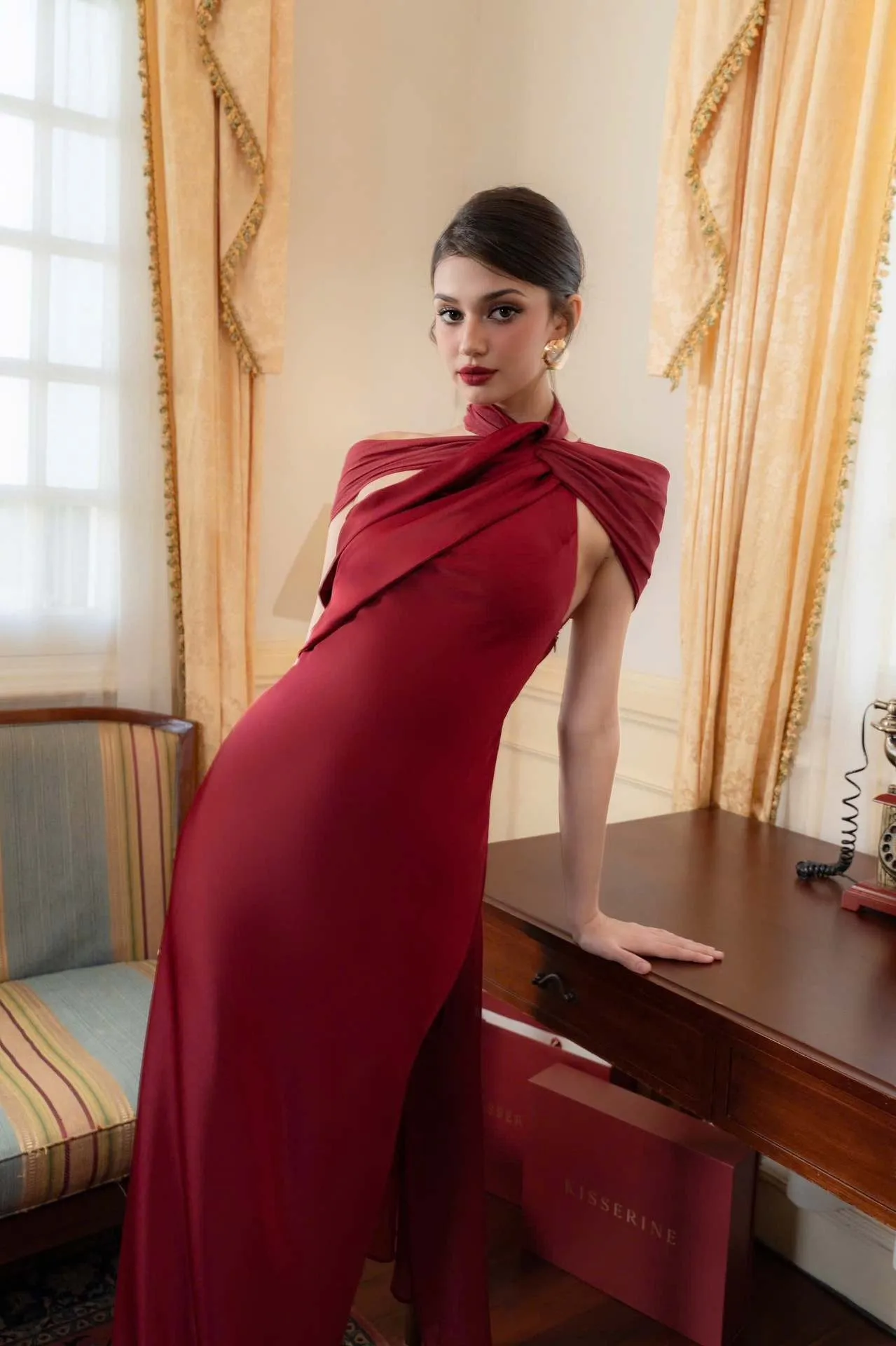 فستان ساتان راقي بتصميم ذيل السمكة، مقاس نحيف وتنحيف، أنيق وأنيق، فستان حفلات نسائي مكشوف الكتفين #2