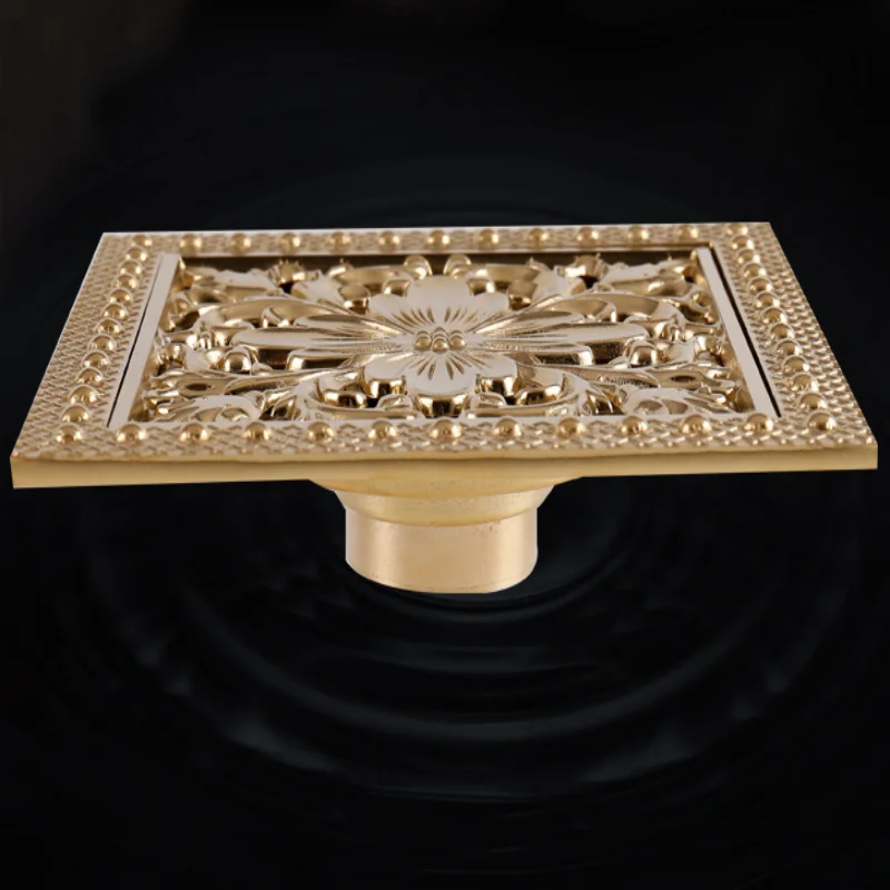 

Antique Bronze Carved 15X15 CM Floor Drain Brass Shower Floor Drain Rose Gold Square Floor Drain Screen Cover Grille Drain