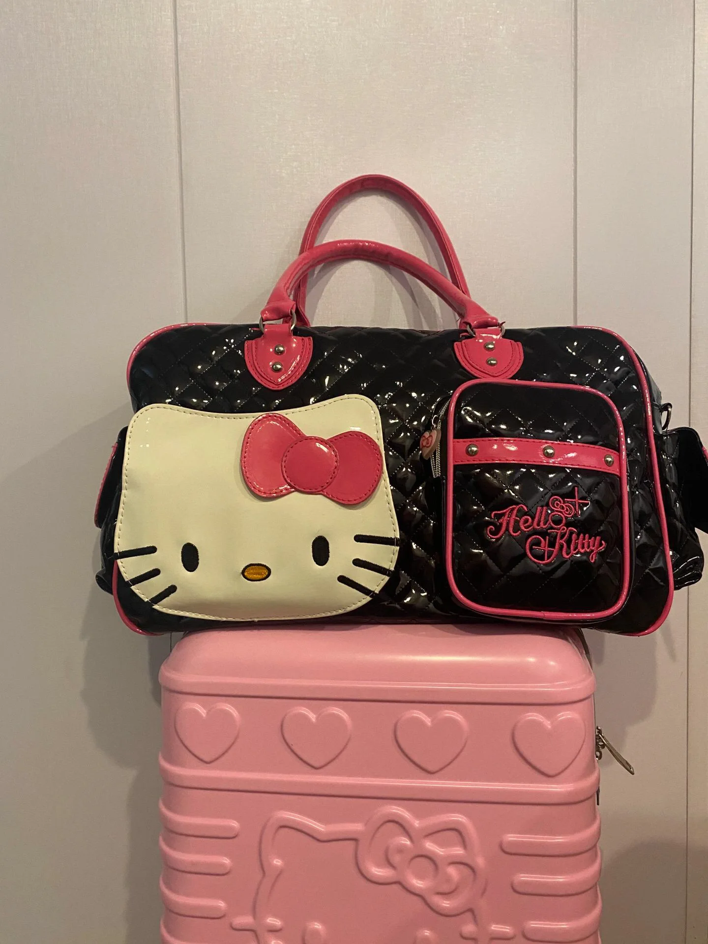 Hello Kitty Shoulder Bag Handbag Large Travel Crossbody Bag Pink Y2K PU Leather