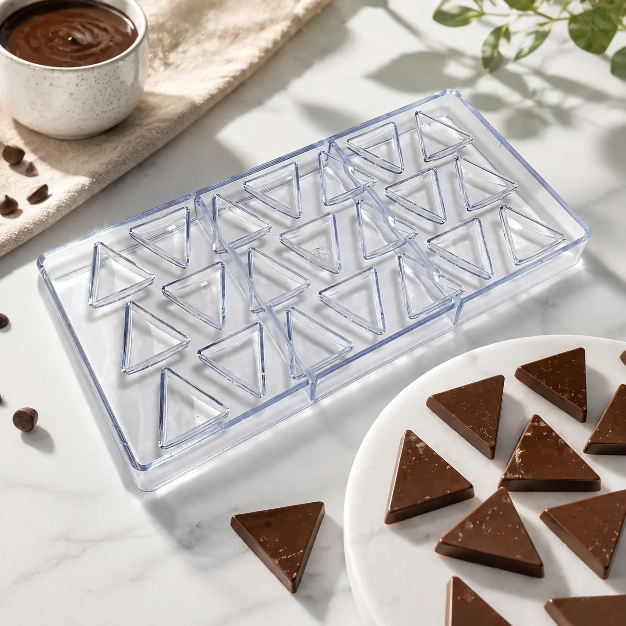 Triangle Slice Polycarbonate Chocolate Mold, Triangular Wedge Candy & Sandwich Chocolate Confectionery Mold for Home Pastry