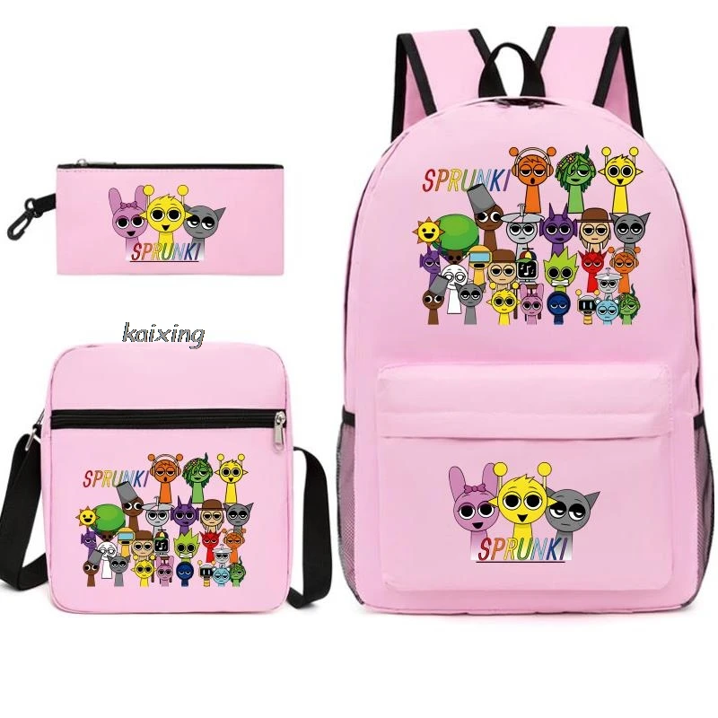 Hot Backpacks New Sprunki Students 3 PCS Set School Bag Teen Girl Boy Back To School Gift Leisure Mochila Teens Travel Bags