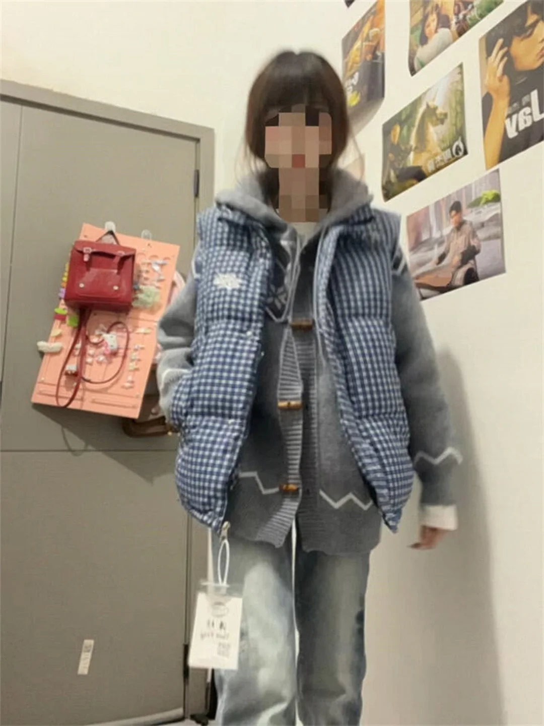 

Ретро-куртка в американском стиле с вышивкой в клетку, женская осенне-зимняя свободная верхняя одежда, универсальная теплая куртка на молнии малого размера