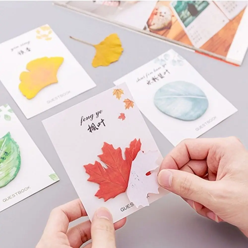Fashion Sticky Notes Bookmark Office Supplies Sticky Notes Paster Sticker Memo Pad Leaf Shape DIY Bookmark