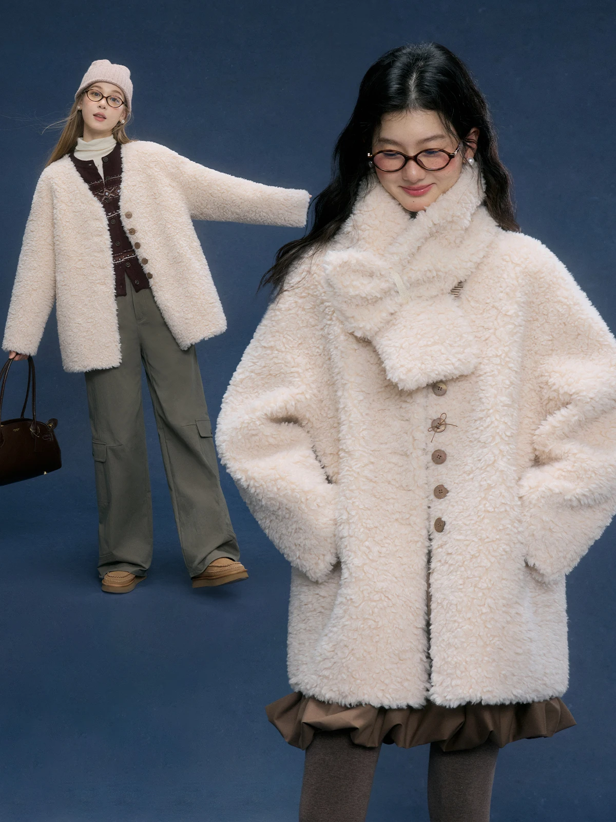 

Теплый шерстяной жилет-пальто с интегрированным мехом, утепленный, из корейского искусственного меха, с эффектом бархата, для низких температур