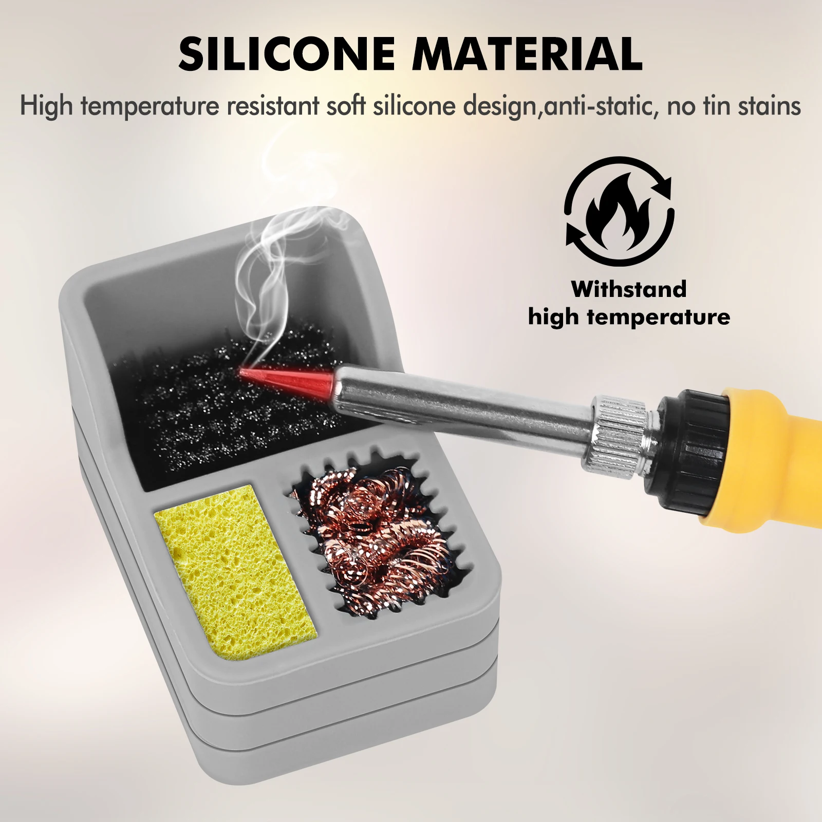 NEWACALOX Soldering Iron Tip Cleaning Sponge Steel Wire Brush Copper Wire Ball Soldering Iron Tip Cleaner Desoldering Mesh BOX