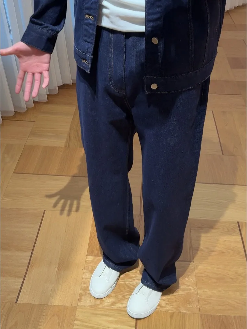 

Casual Loose Straight Leg Men's Jeans Vintage Waed Wide Leg Long Pants Versatile Slimming Trendy mid Waist Zipper Closure