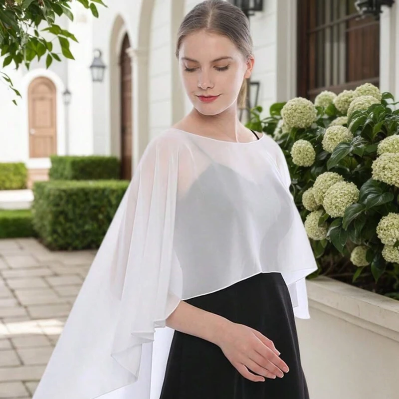 Capas de gasa suave para mujer, chal, capas de boda de noche para mujer, encogimiento de hombros, chal largo ligero para novia y envolturas, vestido para cubrir