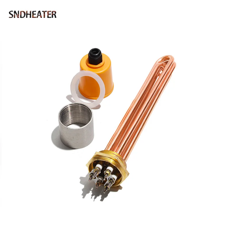 SNDHEATER DN32 110V 220V 380V Solar Copper Water Heating Element 3KW 6KW 9KW 12KW Fast Boiling Resistance Pipe for Swimming Pool