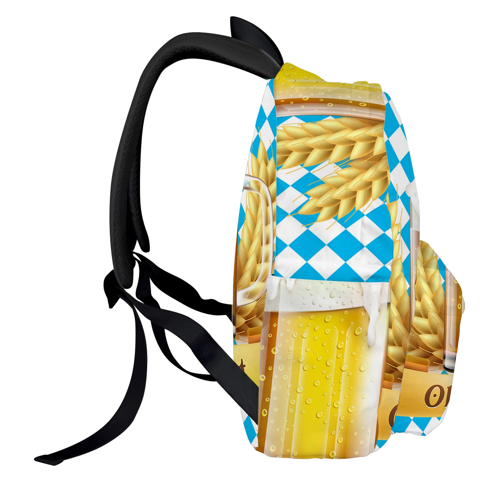 Oktoberfest Wheat Beer Plaid Backpack Men Women's Fashion Travel Backpack High Capacity Student School Bags