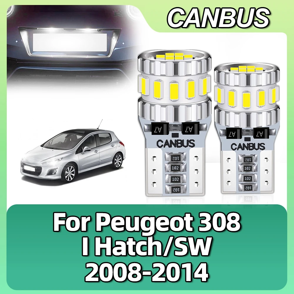 

W5W T10 Led Bulbs Canbus 168 194 501 Car Dome Reading License Plate Lights For Peugeot 308 I Hatch/SW 2008 2009 2010 2011-2014