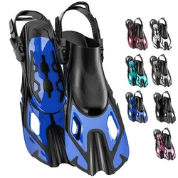 Snorkel Fins Swim Fins Adjustable Buckles Swimming Flippers Short Silicone Scuba Diving Shoes Open Heel Travel Size Beginners