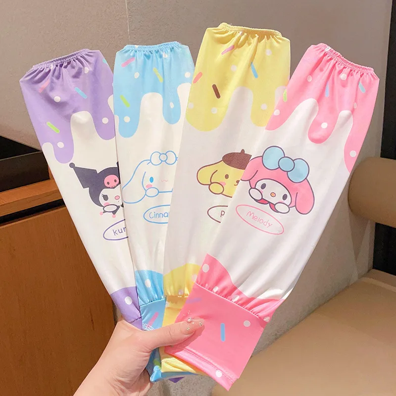 أكمام ثلجية للأطفال، أكمام واقية من الشمس في الهواء الطلق للفتيات، أكمام أطفال صيفية لطيفة من الحرير الجليدي قابلة للتنفس