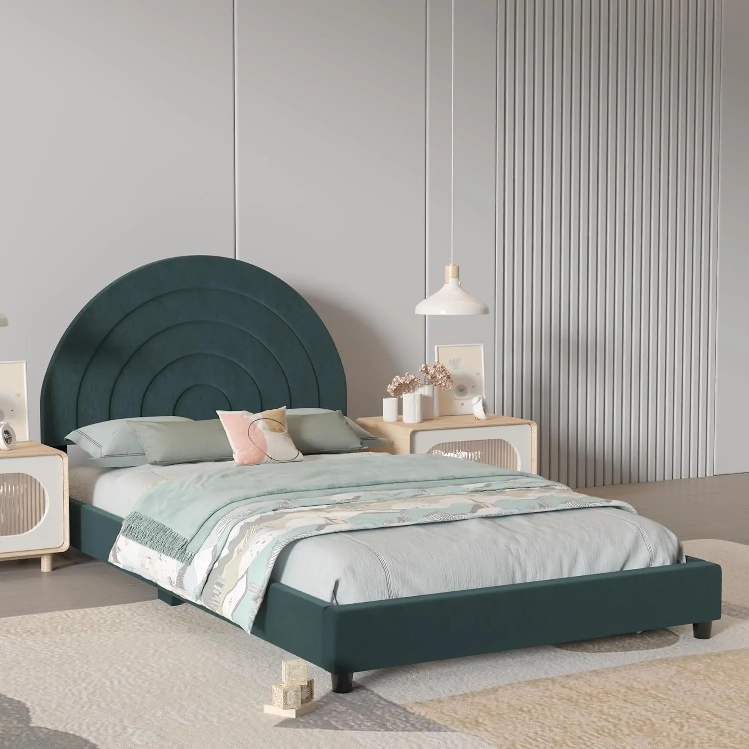 

Каркас детской двуспальной кровати AFBKSS&BB, подростковая кровать, радужная детская кровать с регулируемой высотой изголовья кровати, детский домашний спальный бал