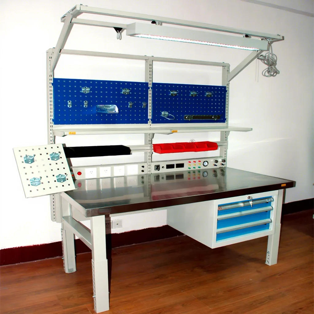

Heavy-Duty Stainless Steel Workbench Table Engine Light Drawer Fitter Anti-Static Lab Bench for Production Line Worktable Pro