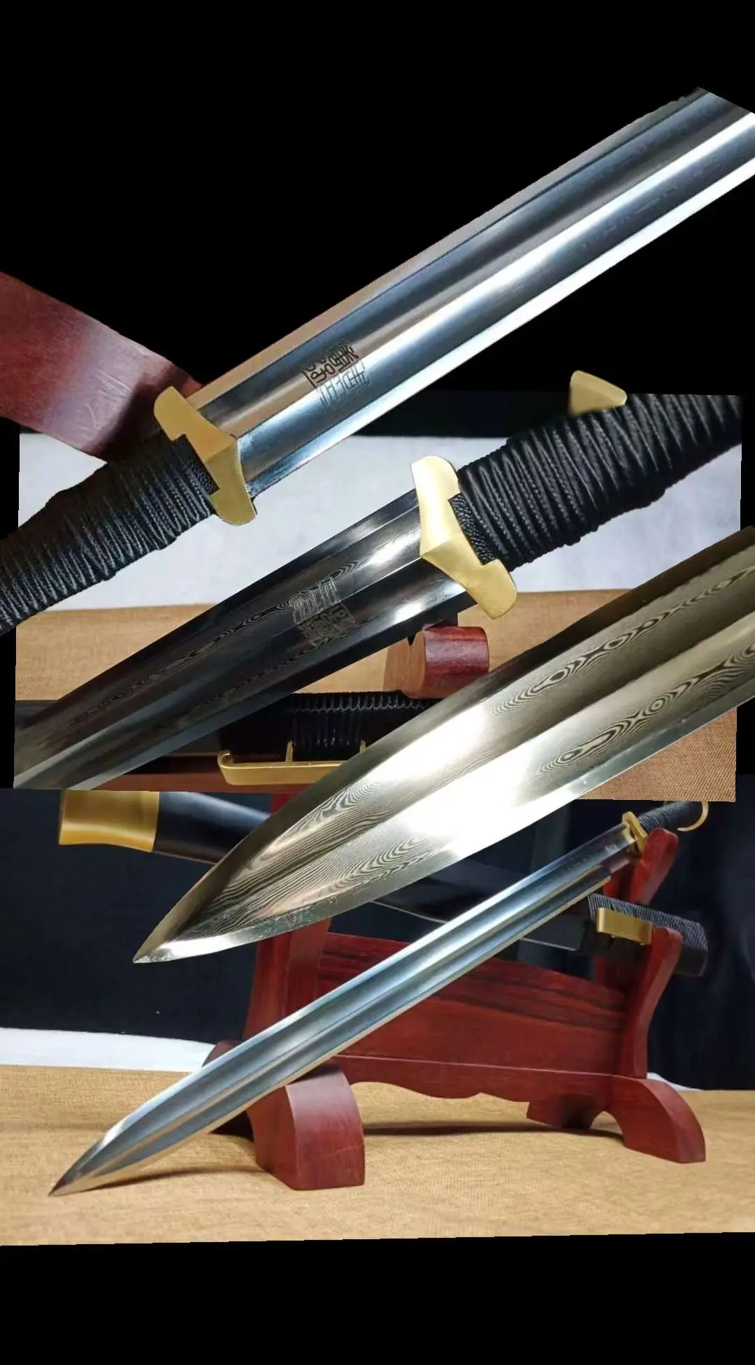 King Chu Battle Sword, Mist Spirit, Real Handmade Multi Refined Folded Tempered Patterned Steel Kungfu Blade,Unsharpened