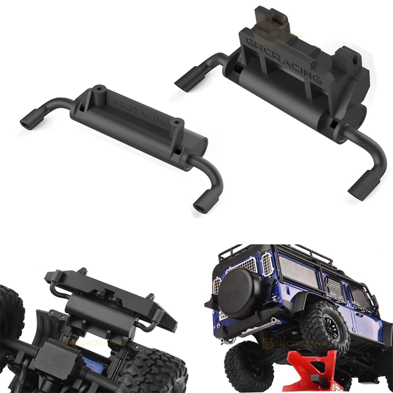 Czarny plastikowy tylny podwójny wydech druk 3D do części zamiennych 1/18 RC Crawler TRX4-M Defender