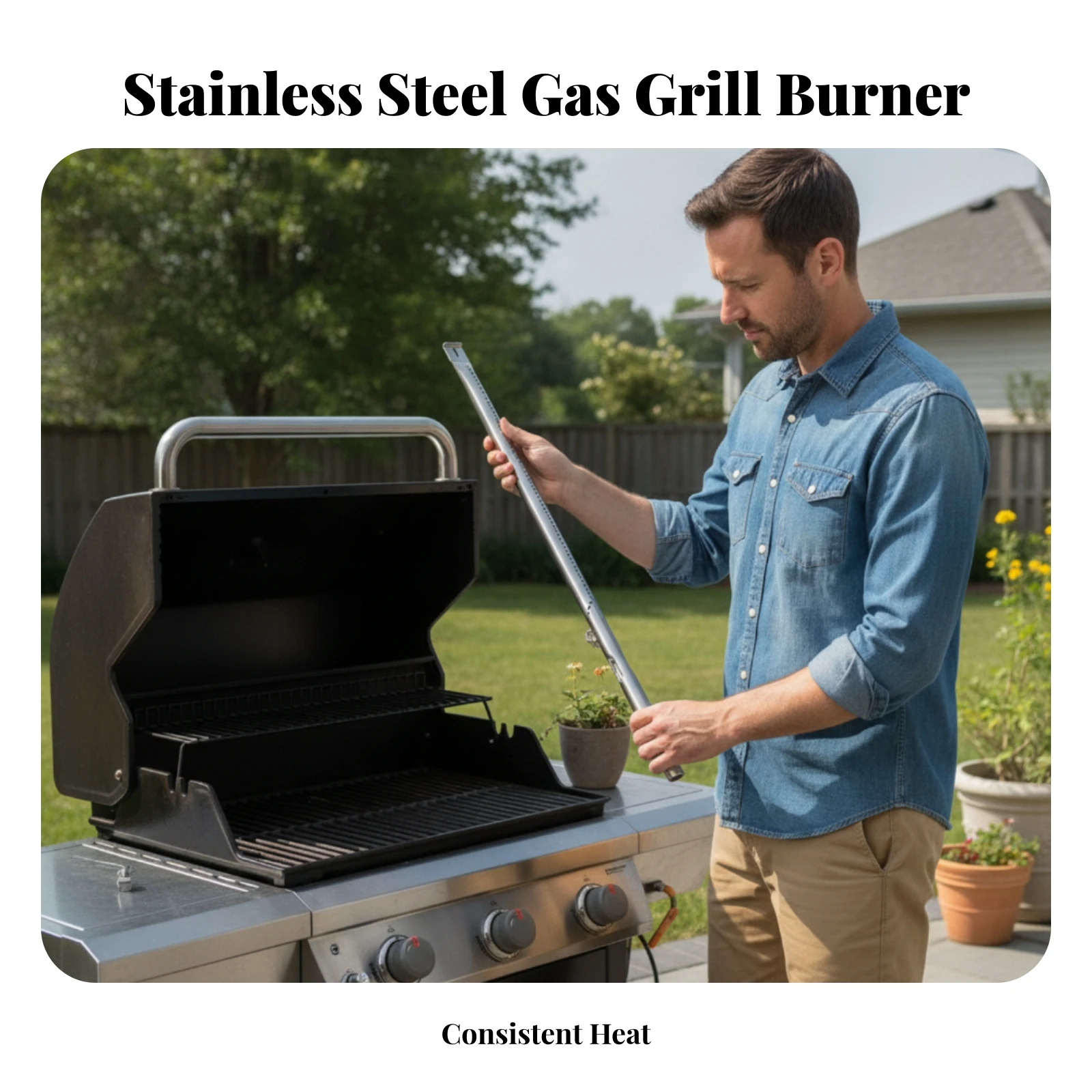 Grill Parts Easy Installation Gas Grill Burner Tube Hardware Long-Lasting for Backyard Grilling, Outdoor Cooking