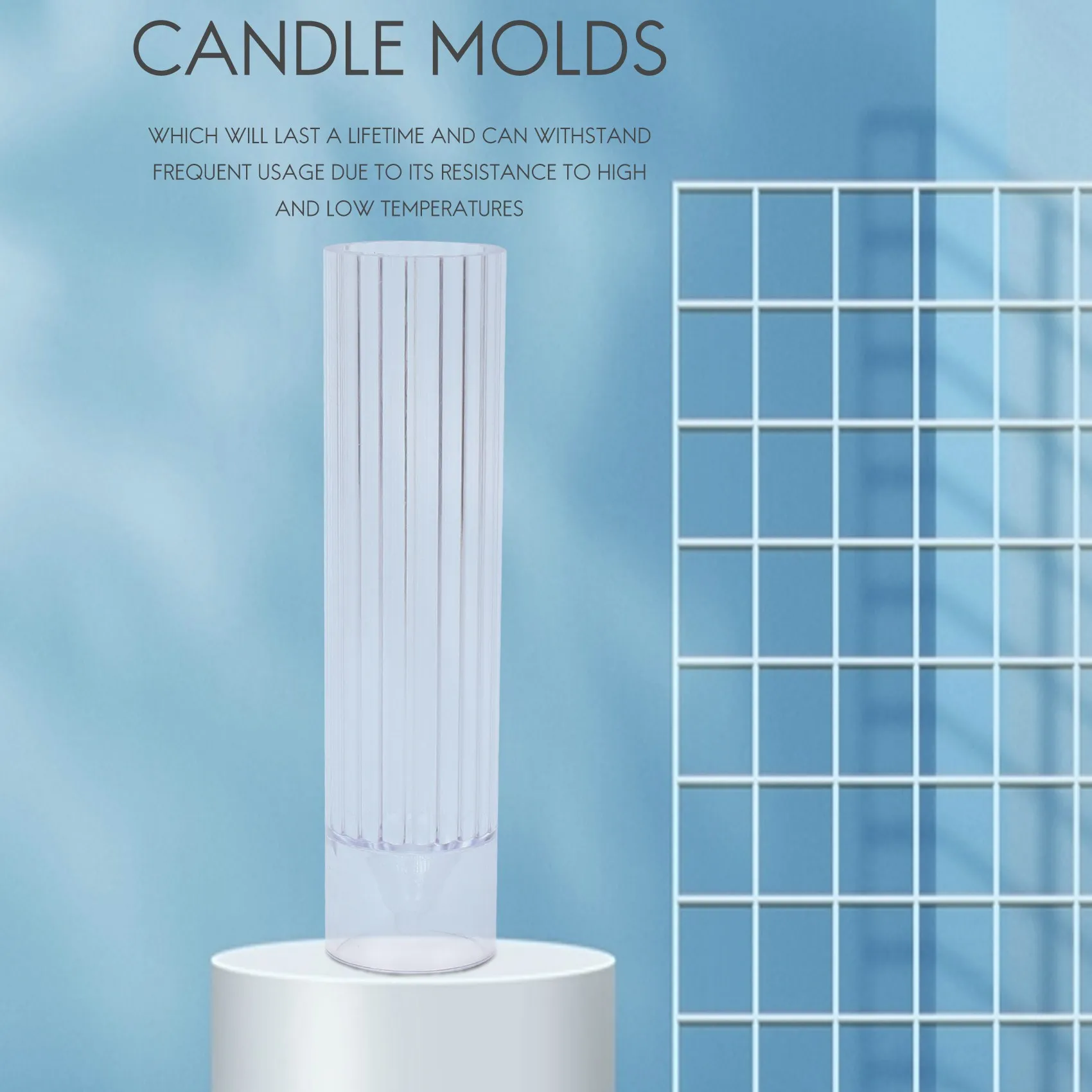 BAAG-Pillar Candle Mold Cylinder Rib Plastic Candle Molds 6 Inch For Candle Making DIY Handmade Candles