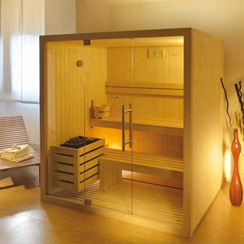 

Hemlock indoor far infrared sauna electric heating control panel steam sauna for 2 people