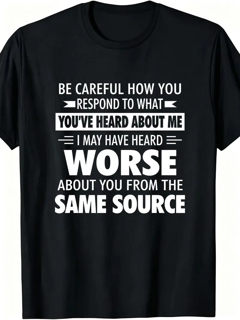 Men's Pure Crew-Neck T-Shirt With 'Be Careful How You Respond' Slogan Print, For Casual Outings And Everyday Wear Staple