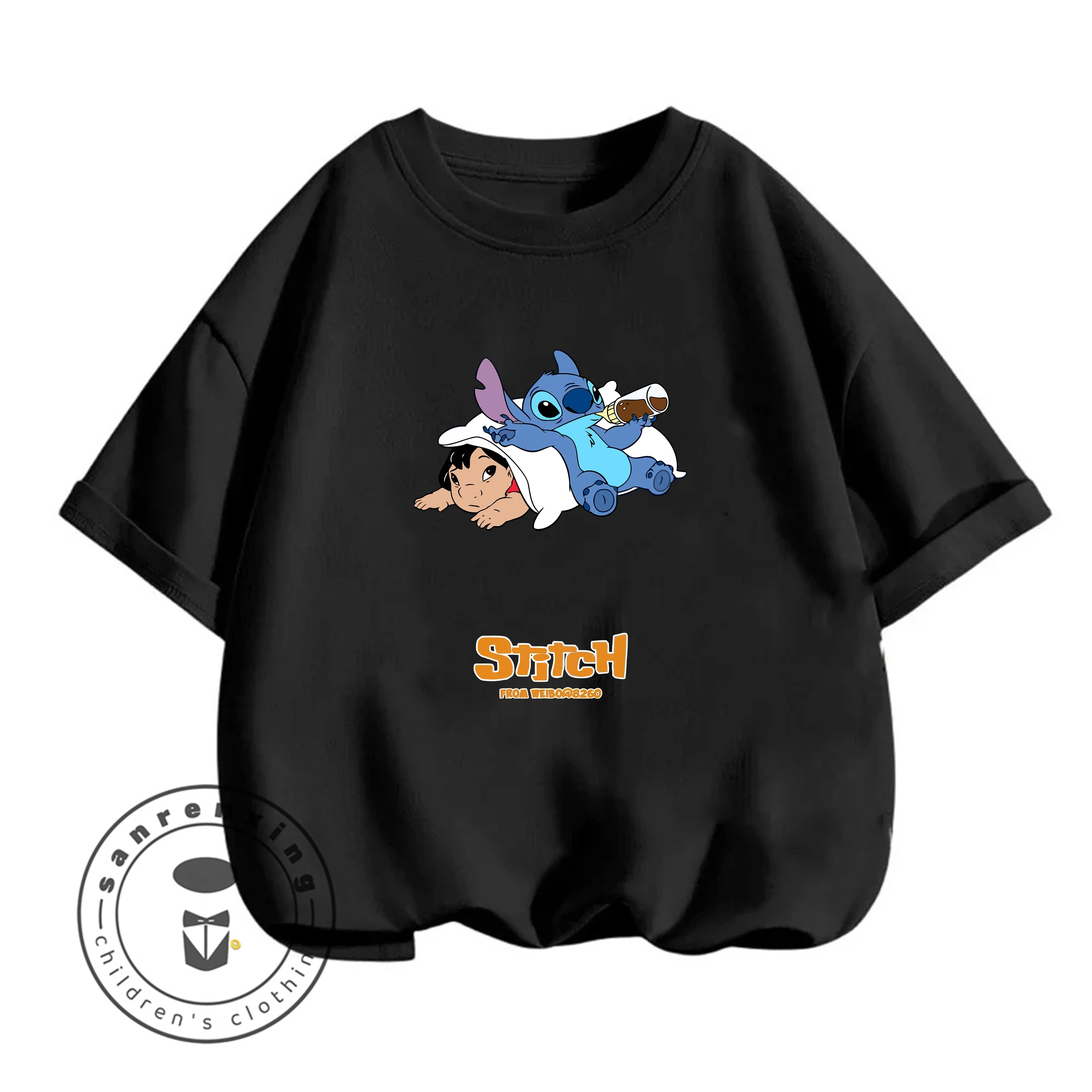 

Новая футболка с 2D-графикой Стича, летняя, с коротким рукавом, для подростков (девочек и мальчиков), повседневный топ, хит продаж
