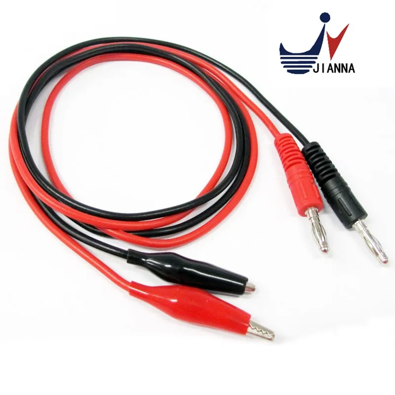1M Alligator Cilp to AV Banana Plug Test Cable Lead Connector Dual Tester Probe 35mm Crocodile Clip for Multimeter Measure Tool