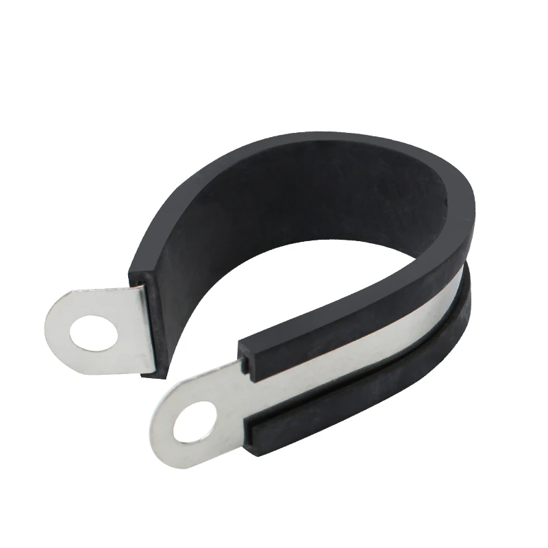 M6M8M10M12~M46 304 stainless steel rubber lined R-type pipe clamps cable installation clamps wire riding card fixed hose clamps