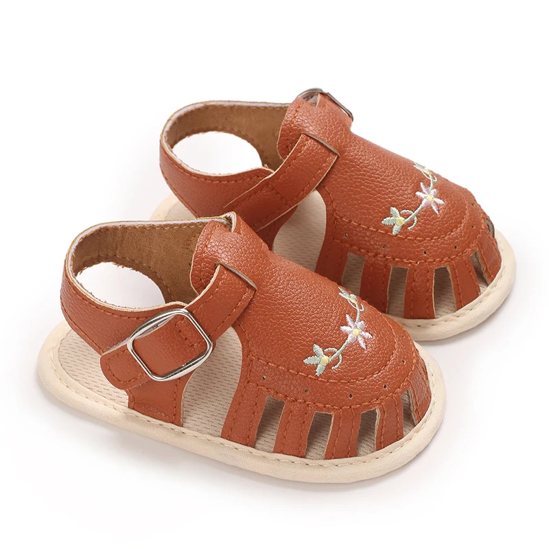 Embroidery Toddler Shoes Baby Soft Soled Sandals Lace Soft Soled Shoes Beach Shoes Slippers Non Slip Sandals 0-18M First Walkers