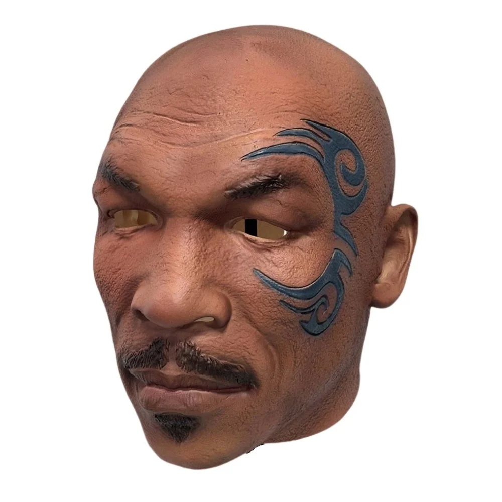 Lebensechte Mike Tyson Latex-Vollkopfmaske für Halloween, Cosplay, Boxparty, Streich, Karneval, Maskerade, Kostümzubehör – Detail 5