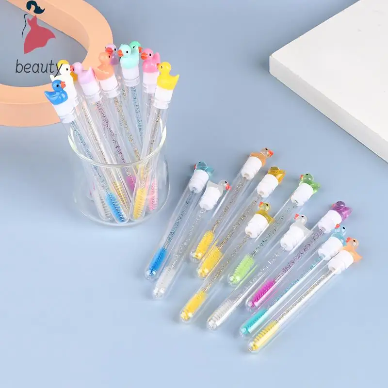 1Pcs Reusable Tube Eyelash Brush Eyebrow Brush Cute Duck Design Crystal Rod Dust-proof Eyelash Extension Tool Lash Mascara Wand