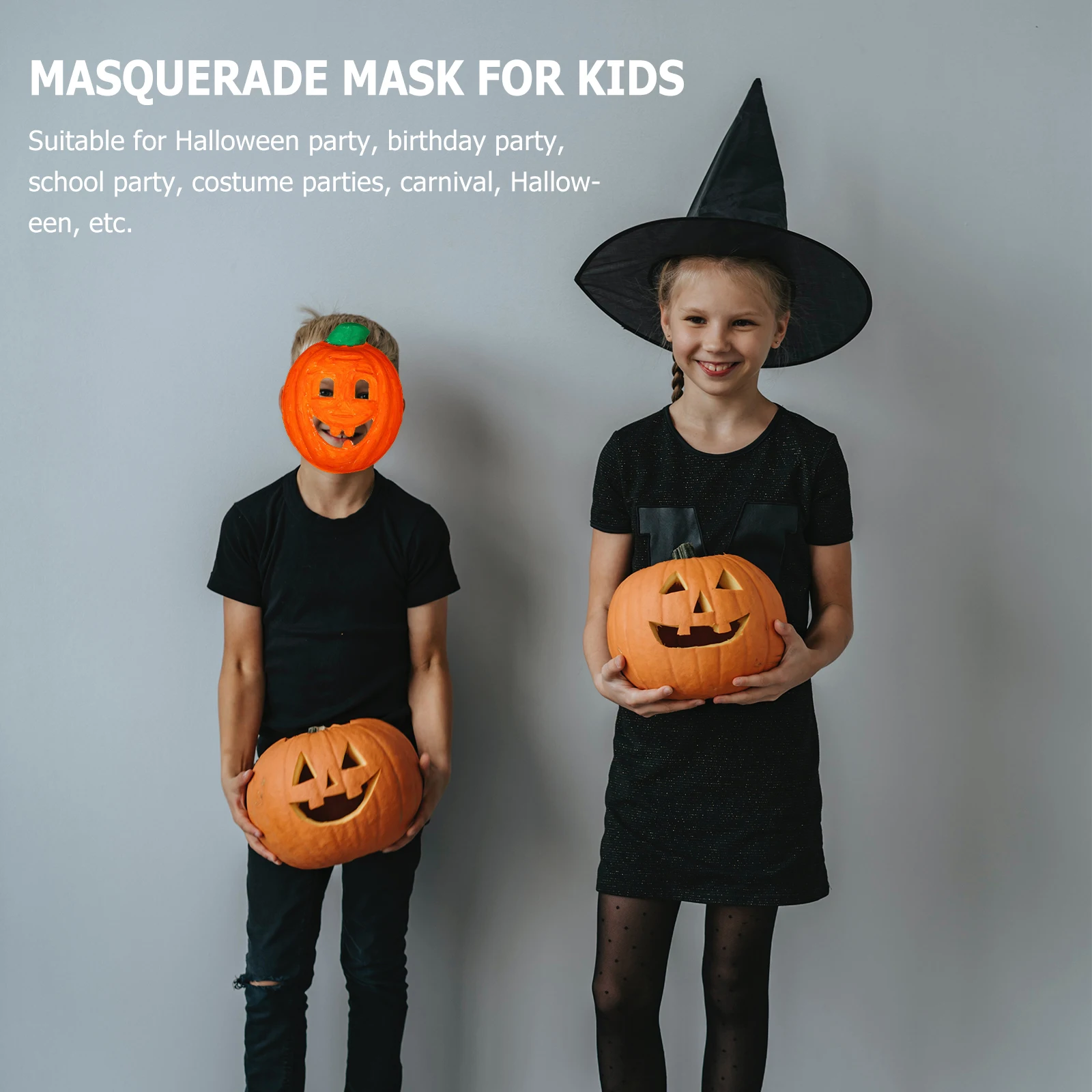 

4 Pcs Pulp Mask Blank Masquerade Craft Masks Pumpkin White Halloween Decoration Children's Kids