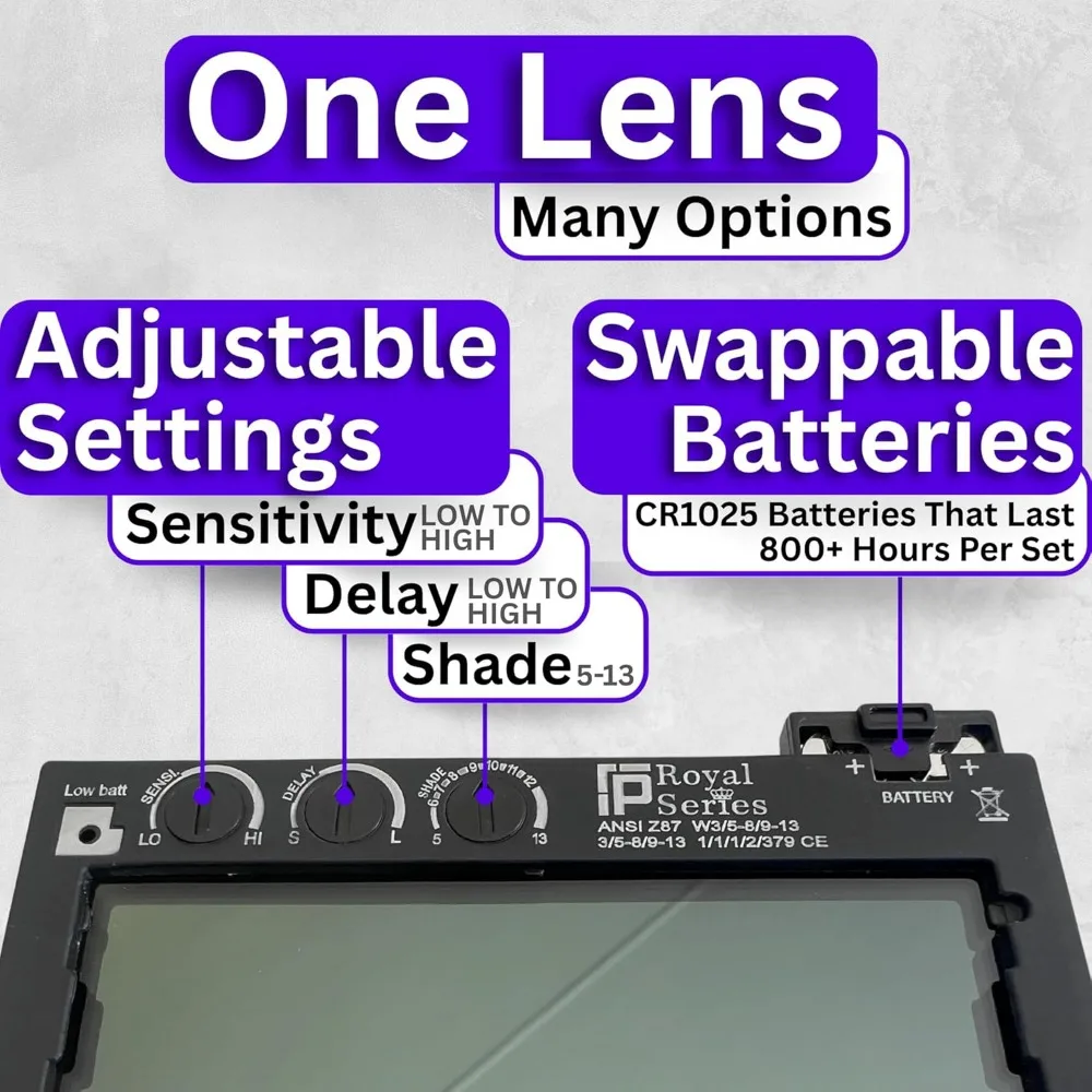 Lente de soldagem com escurecimento automático, sombra ajustável 5-13, frente dourada com vista azul, 2x4,25x0,33 polegadas