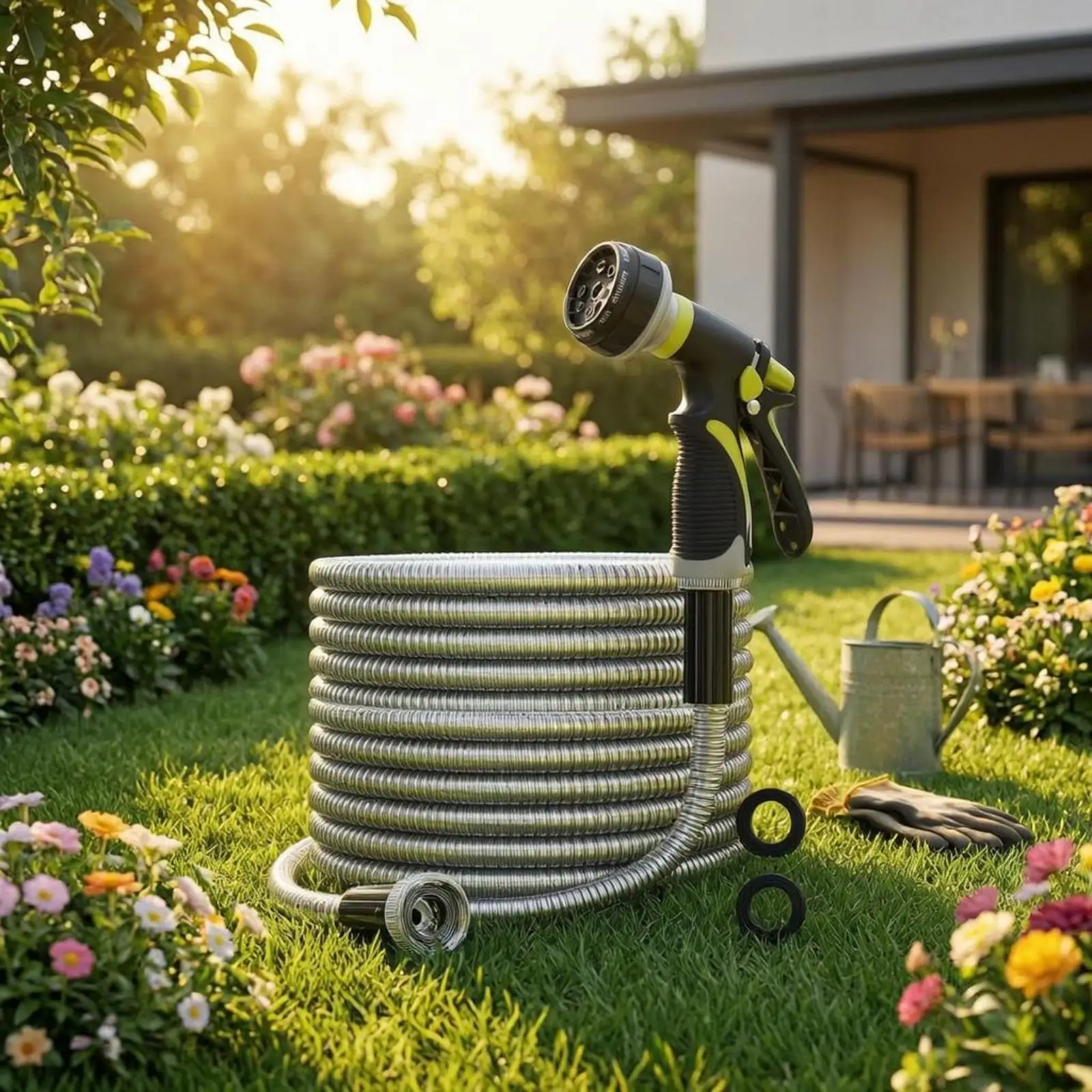 Stainless Steel Garden Hose Sealing Washers Hose with Spray Spray Attachment