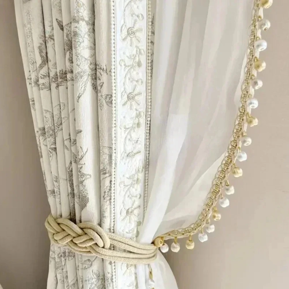 French Retro Luxury Curtains for Living Dining Room Bedroom Chenille Jacquard Thickened Advanced Blackout Curtain Customization
