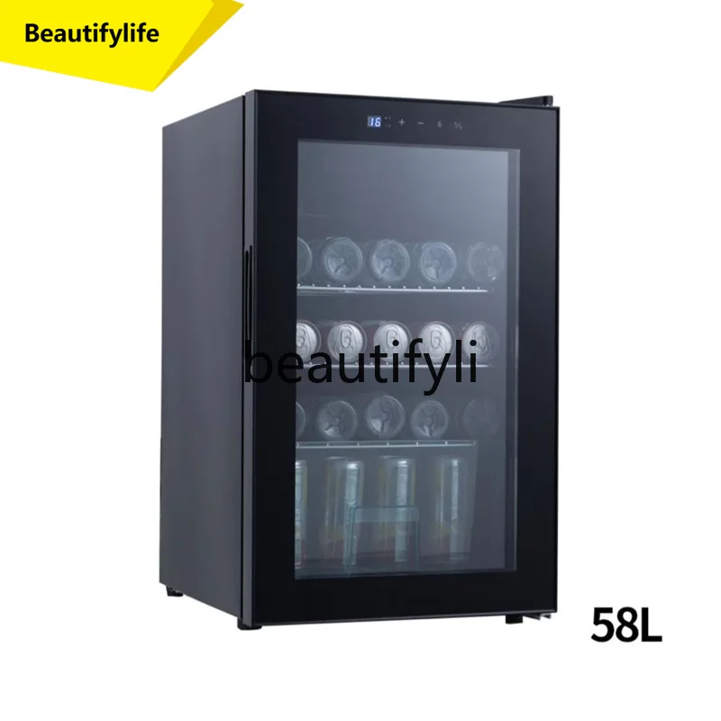 

A61 Refrigerated Display Refrigerator Transparent Glass Door Air Cooling Side Opening Single Door Black Ice Bar