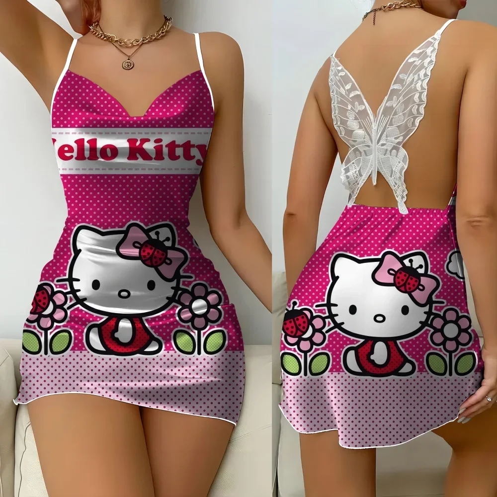 

New Sleepwear for Women Sexy Female Nightwear Summer Sleevesless Women's Sleep Dress Cartoon Pattern One Pieces Pajama Dress