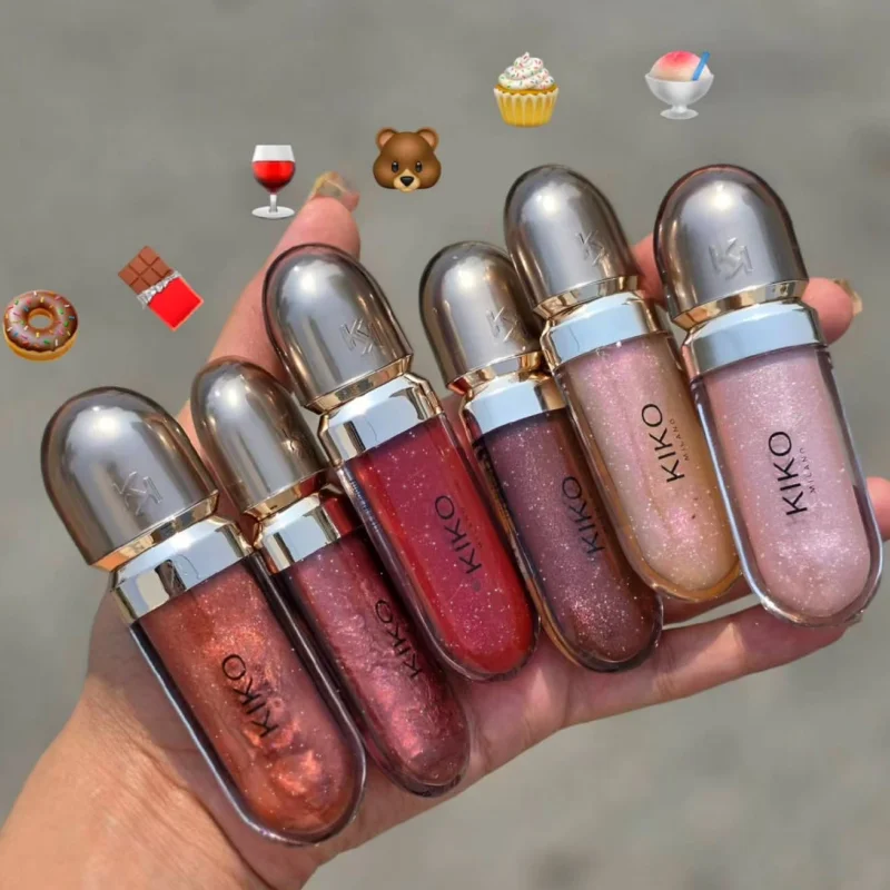 Original Kiko 3D Mirror Lip Glaze Waterproof Non Fading and Non Stick Cup Gentle Bean Paste Color Fine Shiny Point Charm Red