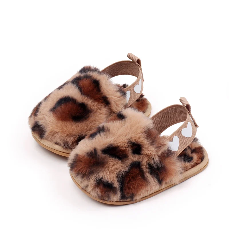 Winter Baby Plush Toe Soft Slippers Spring and Autumn Girls Boys Indoor Walking Shoes Fashion Leopard Point Toddler Infant Shoes