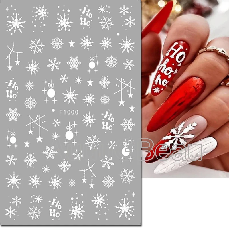 3d Nail Art Stickers Christmas Winter White Snowflake Xmas Trees Decals For Nails Decoration Manicure Salon Beauty