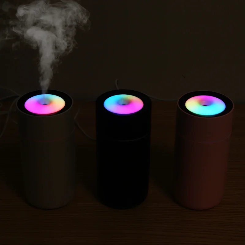 320ML Mini Ultrasonic Air Humidifier Aroma Essential ก้านปักน้ำมันหอมระเหยสำหรับรถ USB รถเครื่องกรองอากาศไฟสีสันสดใส Mist Maker หน้า...