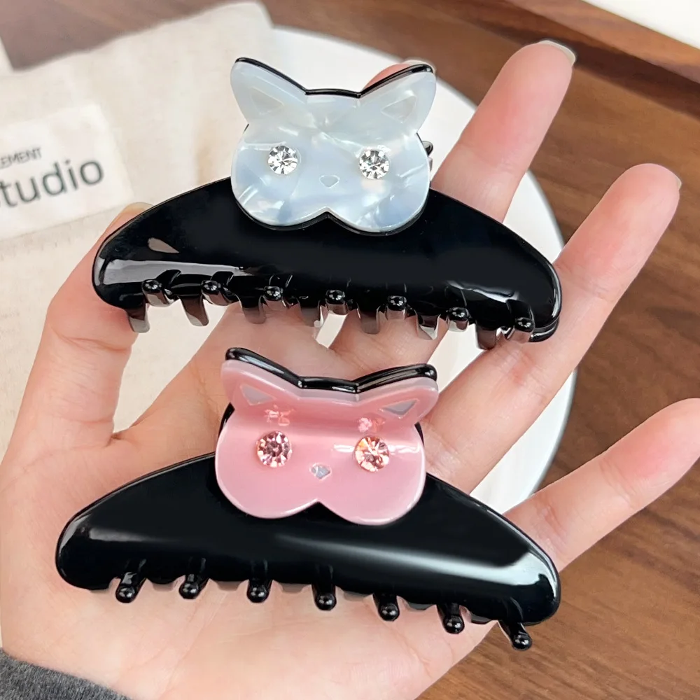 Doppelseitige Acetat-Eulen-Haarspange, Nischen-Strass-Haifisch-Clip, halbe Frisur, vielseitiges und exquisites Haar-Accessoire für Frauen
